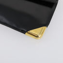 Christian Dior Trotter Canvas Clutch Bag Leather Black Gold Auth 152263-8