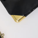 Christian Dior Trotter Canvas Clutch Bag Leather Black Gold Auth 152263-9