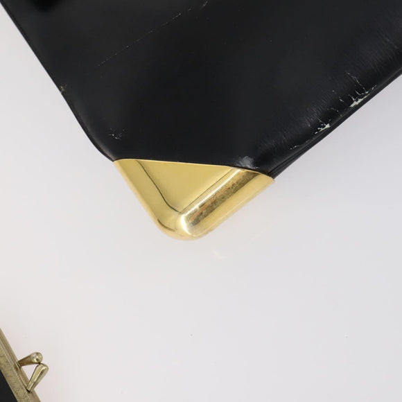 Christian Dior Trotter Canvas Clutch Bag Leather Black Gold Auth 152263