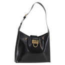 Salvatore Ferragamo Gancini Shoulder Bag Leather Black Gold Auth 152264-1