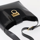 Salvatore Ferragamo Gancini Shoulder Bag Leather Black Gold Auth 152264-6