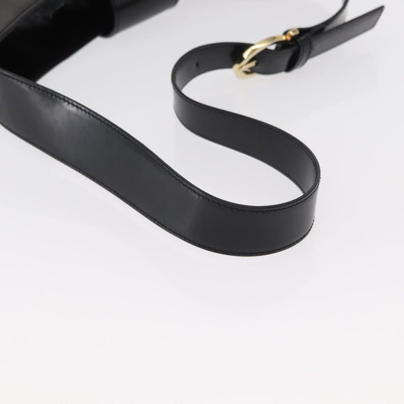 Salvatore Ferragamo Gancini Shoulder Bag Leather Black Gold Auth 152264