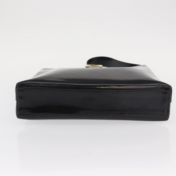 Salvatore Ferragamo Gancini Shoulder Bag Leather Black Gold Auth 152264