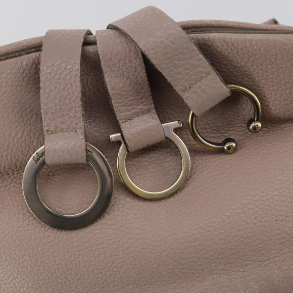 Salvatore Ferragamo Shoulder Bag Leather Beige Gold Auth 152265