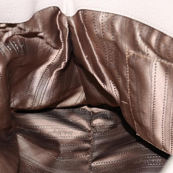 Salvatore Ferragamo Shoulder Bag Leather Beige Gold Auth 152265