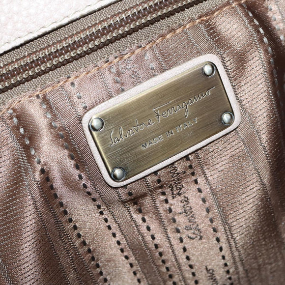 Salvatore Ferragamo Shoulder Bag Leather Beige Gold Auth 152265