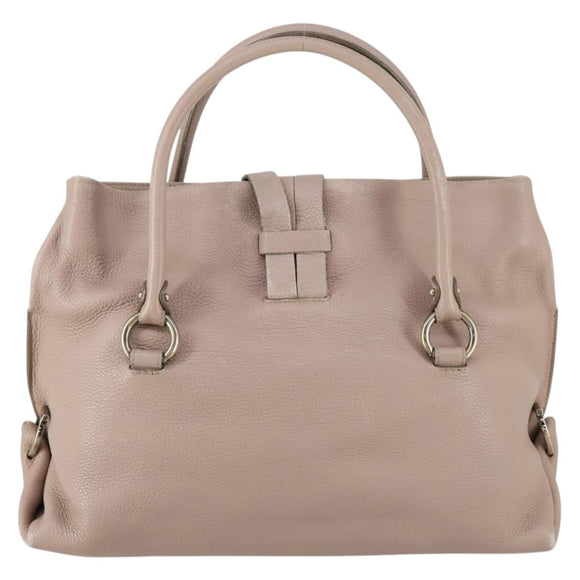 Salvatore Ferragamo Shoulder Bag Leather Beige Gold Auth 152265