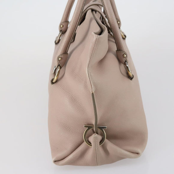 Salvatore Ferragamo Shoulder Bag Leather Beige Gold Auth 152265