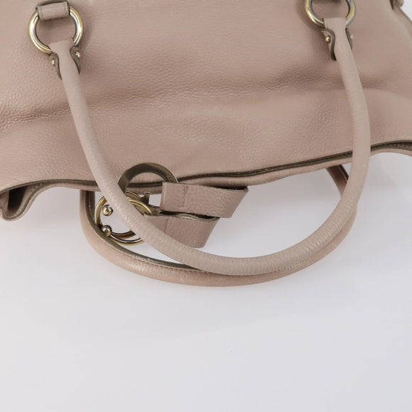 Salvatore Ferragamo Shoulder Bag Leather Beige Gold Auth 152265