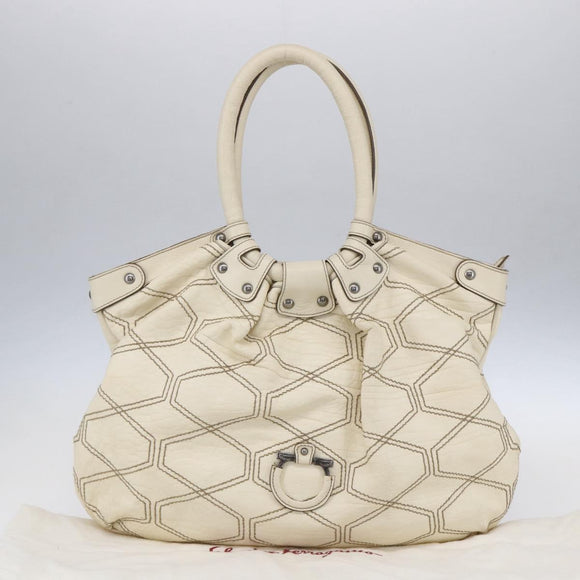 Salvatore Ferragamo Tote Bag Leather White Auth 152267