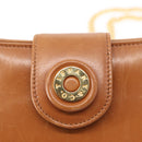 TIFFANY&Co. Chain Shoulder Bag Leather Brown Gold Auth 152268-17