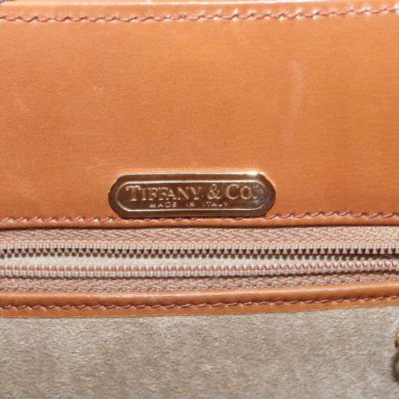 TIFFANY&Co. Chain Shoulder Bag Leather Brown Gold Auth 152268