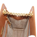 TIFFANY&Co. Chain Shoulder Bag Leather Brown Gold Auth 152268-18
