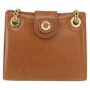 TIFFANY&Co. Chain Shoulder Bag Leather Brown Gold Auth 152268-13