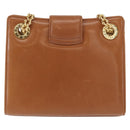 TIFFANY&Co. Chain Shoulder Bag Leather Brown Gold Auth 152268-2