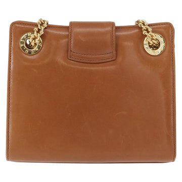 TIFFANY&Co. Chain Shoulder Bag Leather Brown Gold Auth 152268 - 0