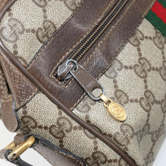 GUCCI GG Supreme Web Sherry Line Bag PVC Beige Gold 56 02 004 Auth 152274