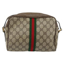 GUCCI GG Supreme Web Sherry Line Bag PVC Beige Gold 56 02 004 Auth 152274-3