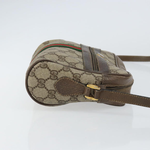 GUCCI GG Supreme Web Sherry Line Bag PVC Beige Gold 56 02 004 Auth 152274