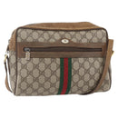 GUCCI GG Supreme Web Sherry Line Bag PVC Beige Gold 98 02 005 Auth 152275-1