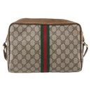 GUCCI GG Supreme Web Sherry Line Bag PVC Beige Gold 98 02 005 Auth 152275-3