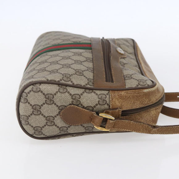 GUCCI GG Supreme Web Sherry Line Bag PVC Beige Gold 98 02 005 Auth 152275