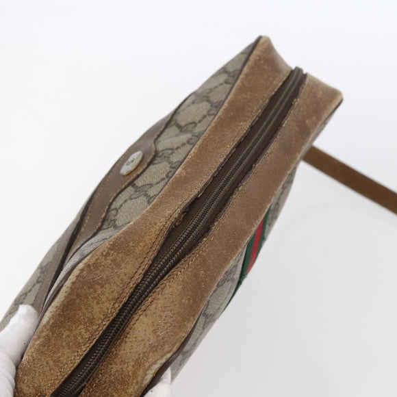 GUCCI GG Supreme Web Sherry Line Bag PVC Beige Gold 98 02 005 Auth 152275