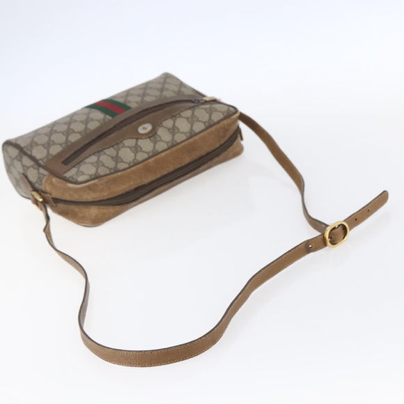 GUCCI GG Supreme Web Sherry Line Bag PVC Beige Gold 98 02 005 Auth 152275