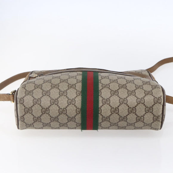 GUCCI GG Supreme Web Sherry Line Bag PVC Beige Gold 98 02 005 Auth 152275