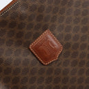 CELINE Macadam Canvas Hand Bag PVC Leather Brown Gold Auth 152276-10