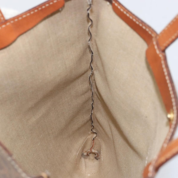 CELINE Macadam Canvas Hand Bag PVC Leather Brown Gold Auth 152276