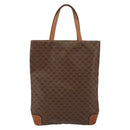 CELINE Macadam Canvas Hand Bag PVC Leather Brown Gold Auth 152276-2