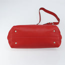 Salvatore Ferragamo Gancini Hand Bag Leather 2way Red Silver Auth 152277-11