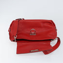 Salvatore Ferragamo Gancini Hand Bag Leather 2way Red Silver Auth 152277-17