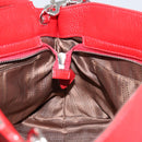 Salvatore Ferragamo Gancini Hand Bag Leather 2way Red Silver Auth 152277-20