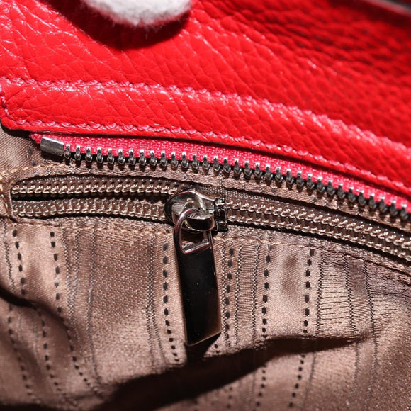 Salvatore Ferragamo Gancini Hand Bag Leather 2way Red Silver Auth 152277