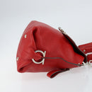 Salvatore Ferragamo Gancini Hand Bag Leather 2way Red Silver Auth 152277-4