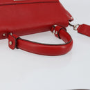 Salvatore Ferragamo Gancini Hand Bag Leather 2way Red Silver Auth 152277-7