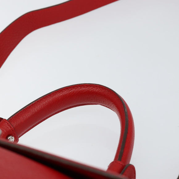 Salvatore Ferragamo Gancini Hand Bag Leather 2way Red Silver Auth 152277