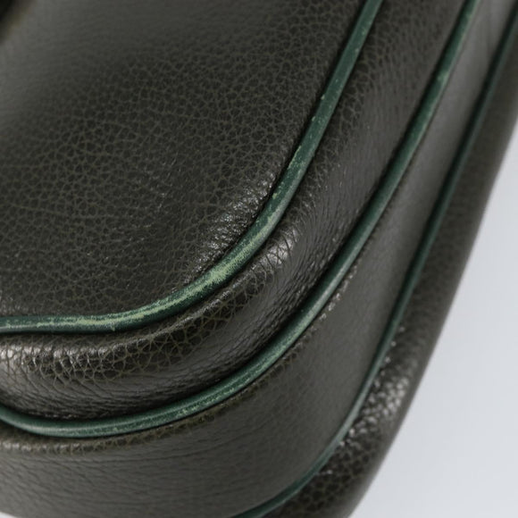 BALLY Hand Bag Leather Khaki Gold Auth 152278