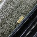 BALLY Hand Bag Leather Khaki Gold Auth 152278-16