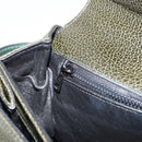 BALLY Hand Bag Leather Khaki Gold Auth 152278-20