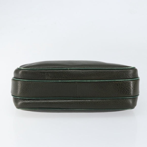 BALLY Hand Bag Leather Khaki Gold Auth 152278