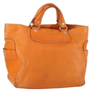 CELINE Hand Bag Leather Orange Silver Auth 152280-1