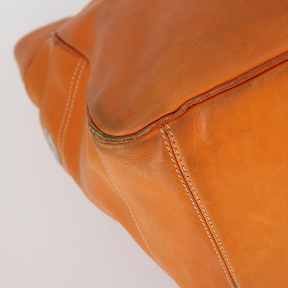 CELINE Hand Bag Leather Orange Silver Auth 152280