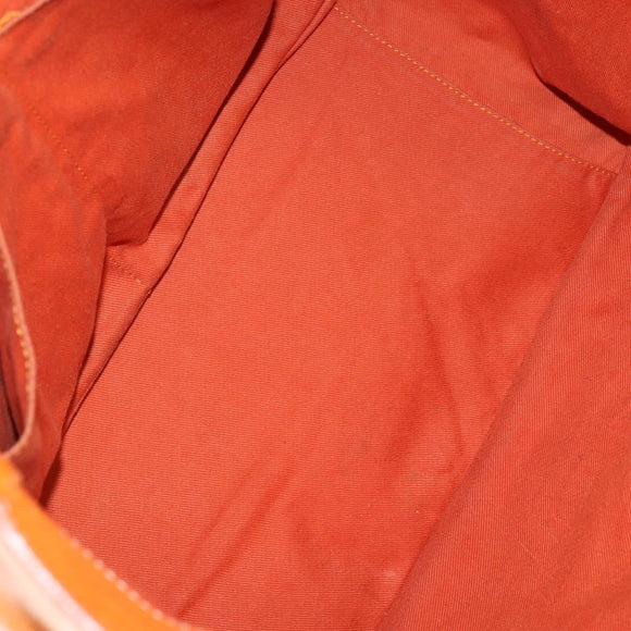 CELINE Hand Bag Leather Orange Silver Auth 152280