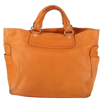 CELINE Hand Bag Leather Orange Silver Auth 152280 - 0