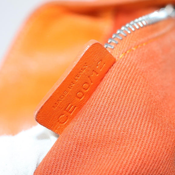 CELINE Hand Bag Leather Orange Silver Auth 152280