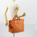 CELINE Hand Bag Leather Orange Silver Auth 152280-22