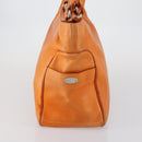 CELINE Hand Bag Leather Orange Silver Auth 152280-5